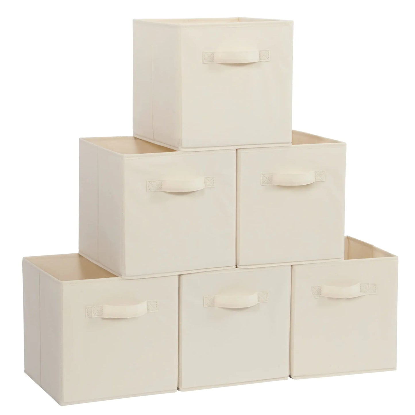 STORAGE MANIAC Storage Cubes 11 Inch Collapsible Storage Bins with Handles 6 Pack Fabric Foldable Bins for Organization Durable Storage Bins for Closet Shelves Offices Toys Beige