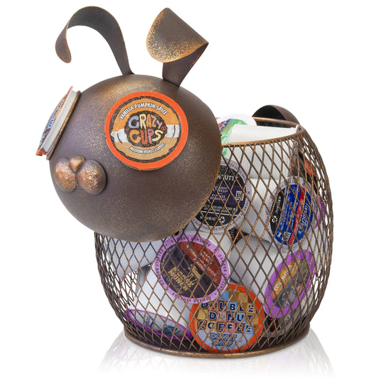 Made Easy Kit Coffee Pod Basket Organizer Useful Decor - Compatible with Keurig K-Cup Pods - Home Coffee Bar Functional Decoration - Café Station Countertop Freestanding Storage Accessory (Bunny)